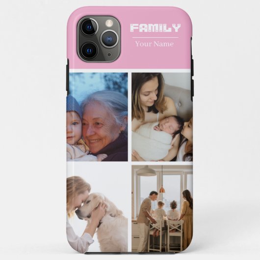 Family Photo Collage pink 4 Picture Case-Mate iPhone Case (Achterkant)
