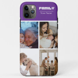 Family Photo Collage purple 4 Picture Case-Mate iPhone Case