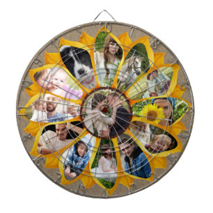 Family Photo Collage Sunflower Burlap 13 Pics Easy Dartbord