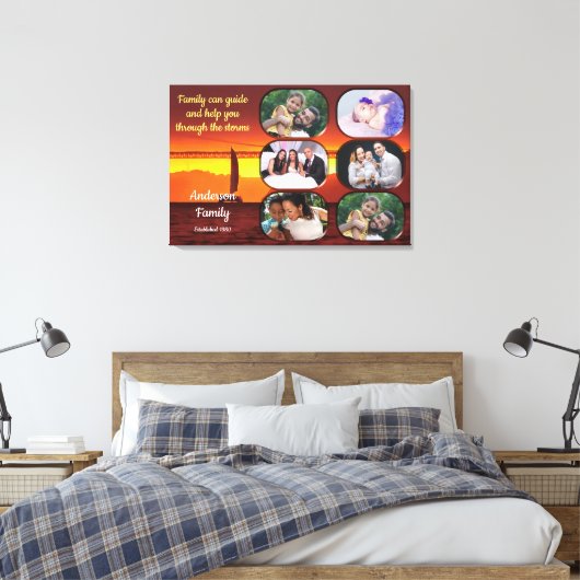Family Photo Collage Sunset 1124 Art Canvas Afdruk (Insitu (Slaapkamer))