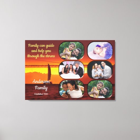 Family Photo Collage Sunset 1124 Art Canvas Afdruk (Voorkant)