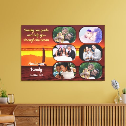 Family Photo Collage Sunset 1124 Art Canvas Afdruk (Insitu (Woonkamer))