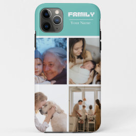 Family Photo Collage Teal 4 Picture Case-Mate iPhone Case