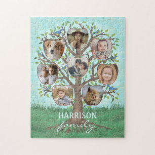 Family Photo Collage Tree 8 Afbeeldingen + Name Ea Legpuzzel