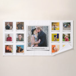 Family Photo Collage White Badhanddoek