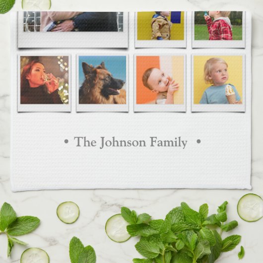 Family Photo Collage White Theedoek (Gevouwen)