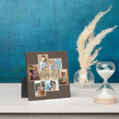 Family Photo Collage Woodgrain Border Brown Fotoplaat (Insitu)