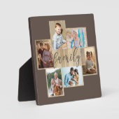 Family Photo Collage Woodgrain Border Brown Fotoplaat (Voorkant)