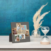 Family Photo Collage Woodgrain Border Warm Gray Fotoplaat (Insitu)