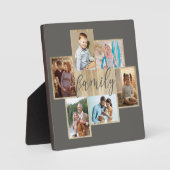 Family Photo Collage Woodgrain Border Warm Gray Fotoplaat (Voorkant)