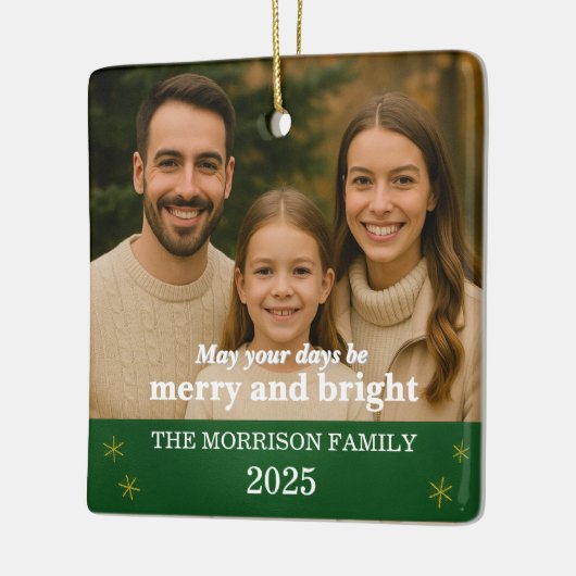 Family Photo Customizable Keramisch Ornament (Links)