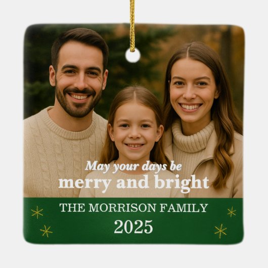 Family Photo Customizable Keramisch Ornament (Achterkant)