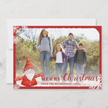 Family Photo Cute Gnome Red Merry kerst