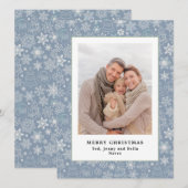 Family Photo Dusty Blue Pattern-kerstkaart (Voorkant / Achterkant)