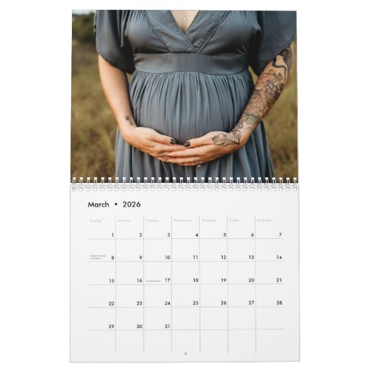 Family Photo Elegant Script Black  Kalender (Mar 2026)