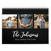 Family Photo Elegant Script Black  Kalender (Hoes)