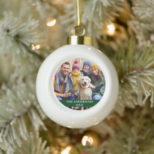 Family Photo Green Keramische Bal Ornament (Boom)