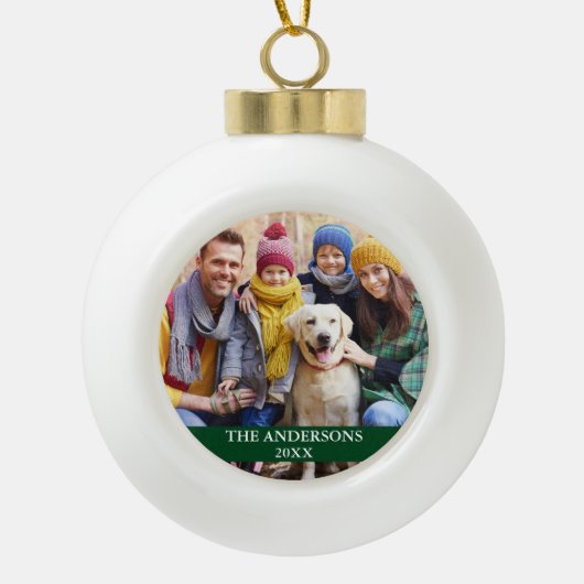 Family Photo Green Keramische Bal Ornament (Voorkant)