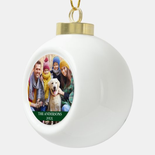 Family Photo Green Keramische Bal Ornament (Rechts)