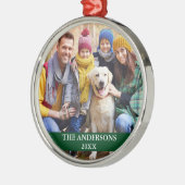 Family Photo Green Metalen Ornament (Links)
