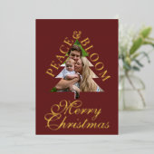 Family photo handwritten script burgundy real folie uitnodiging (Staand Voorkant)