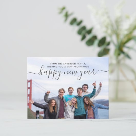 Family Photo Happy Nieuwjaar Briefkaart (Staand voorkant)