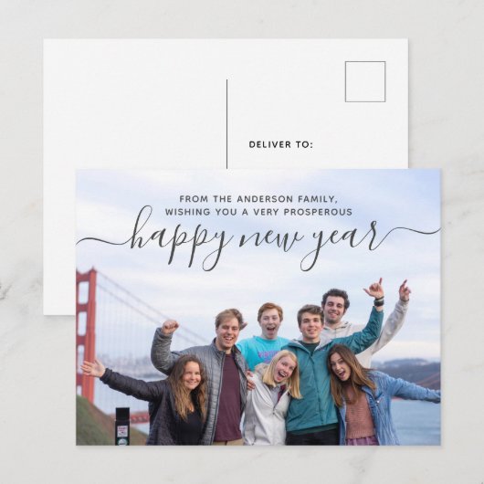 Family Photo Happy Nieuwjaar Briefkaart (Voorkant / Achterkant)