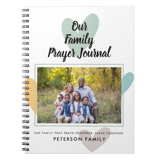 Family Photo Hearts Personalized Prayer Journal Notitieboek (Voorkant)