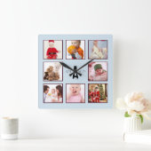 Family PHOTO Keepomwille Cadeau Monogram Instagram Vierkante Klok (Huis)
