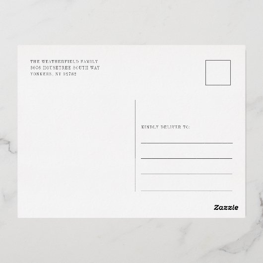 Family Photo Kerstmis Floral Script Folie Feestdagen Briefkaart (Achterkant)