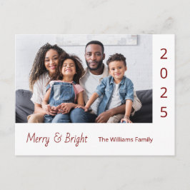 Family Photo Merry and Bright Modern Christmas Red Feestdagenkaart