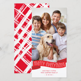 FAMILY PHOTO merry everything ribbon red Feestdagenkaart