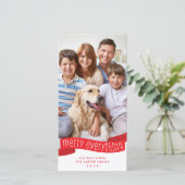 FAMILY PHOTO merry everything ribbon red  Feestdagenkaart (Staand voorkant)