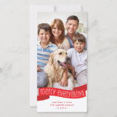 FAMILY PHOTO merry everything ribbon red  Feestdagenkaart (Voorkant)