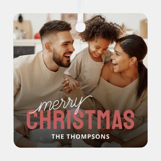 Family Photo Merry kerst Metalen Ornament (Voorkant)