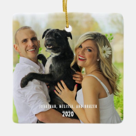 Family Photo Merry kerstfeestay Keramisch Ornament (Voorkant)