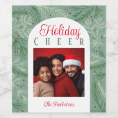 Family Photo Merry kerstfeestay Wijn Etiket (Enkel label)