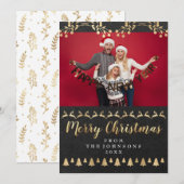 Family Photo Merry Kerstmis Gold Kraft Classy Feestdagenkaart (Voorkant / Achterkant)
