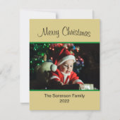 Family Photo Merry Kerstmis Gold Ornamenten Holida Feestdagenkaart (Voorkant)