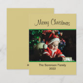 Family Photo Merry Kerstmis Gold Ornamenten Holida Feestdagenkaart (Voorkant / Achterkant)
