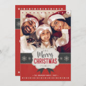 Family Photo Merry Kerstrode kaart (Voorkant / Achterkant)