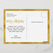 Family Photo Merry Kerstscript Gold Folie Feestdagen Briefkaart (Achterkant)