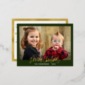 Family Photo Merry Kerstscript Gold Folie Feestdagen Briefkaart (Voorkant / Achterkant)