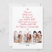 Family Photo Minimalist Red Line Christmas Tree Feestdagenkaart (Achterkant)