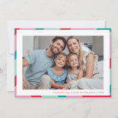 FAMILY PHOTO modern minimal frame red pink Feestdagenkaart (Voorkant)