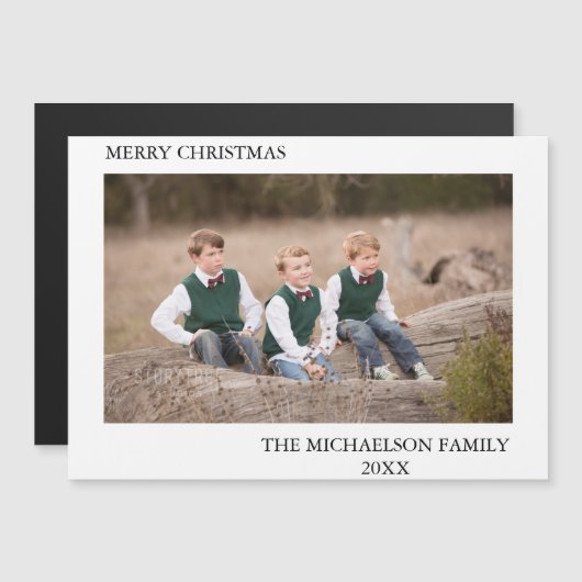 Family Photo Personalized Magnetic Holiday Kaart (Voorkant / Achterkant)