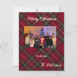 Family Photo plaid Christmas Flat Holiday Card Feestdagenkaart