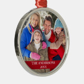 Family Photo Red Metalen Ornament (Rechts)