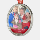 Family Photo Red Metalen Ornament (Links)