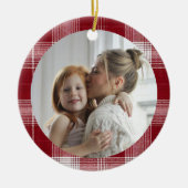Family Photo Red Plaid Christmas Ornament (Voorkant)